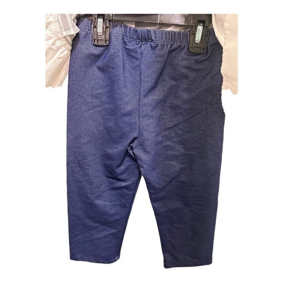 Pippa And Julie Silver Striped Tulle Shirt and Blue Jegging Set Size 6 - Picture 3 of 7